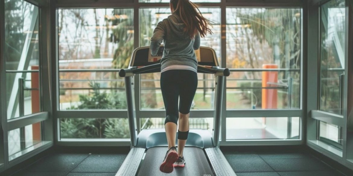 This shows a woman on a treadmill.