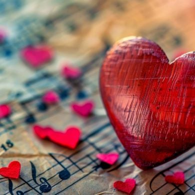 This shows a heart and sheet music.