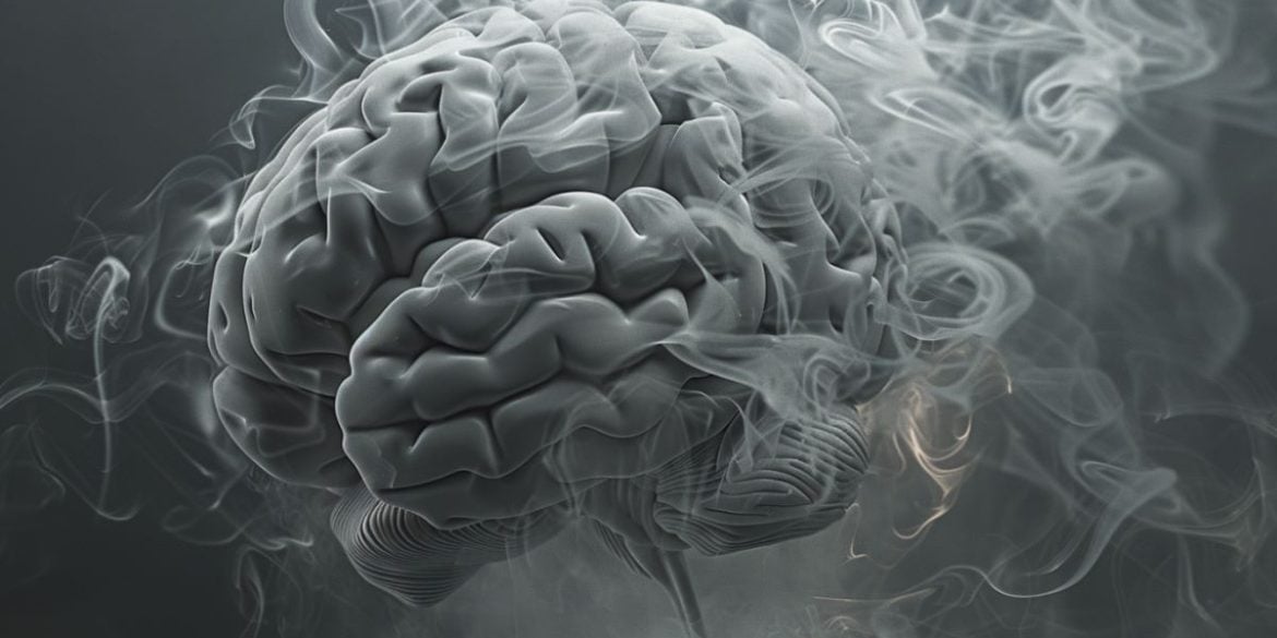 This shows a brain surrounded by smoke.