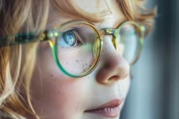 This shows a child wearing glasses.