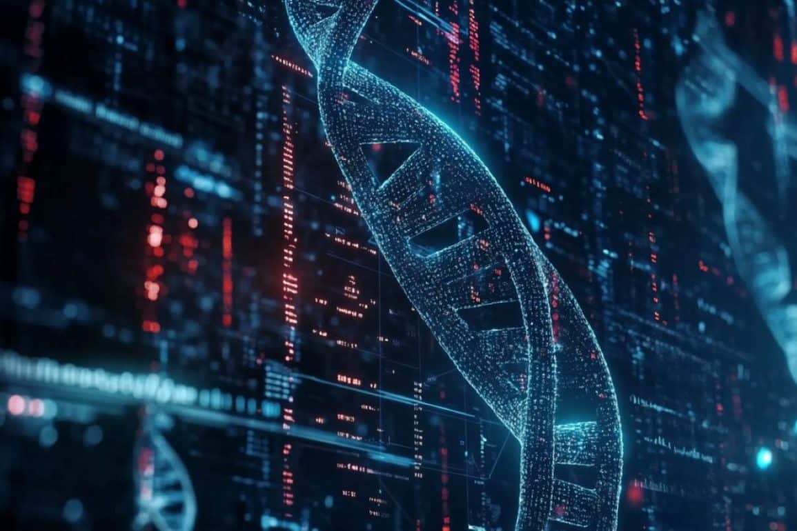 This shows DNA and a computer code.