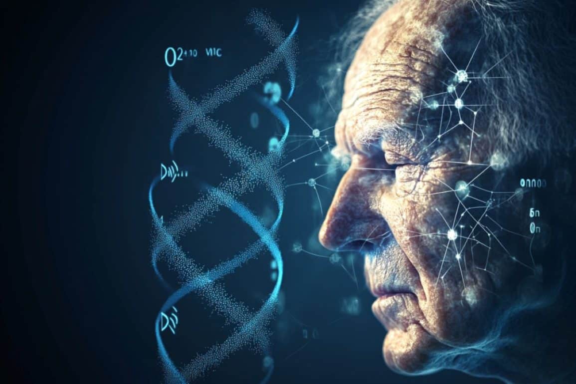 This shows an older man and DNA.