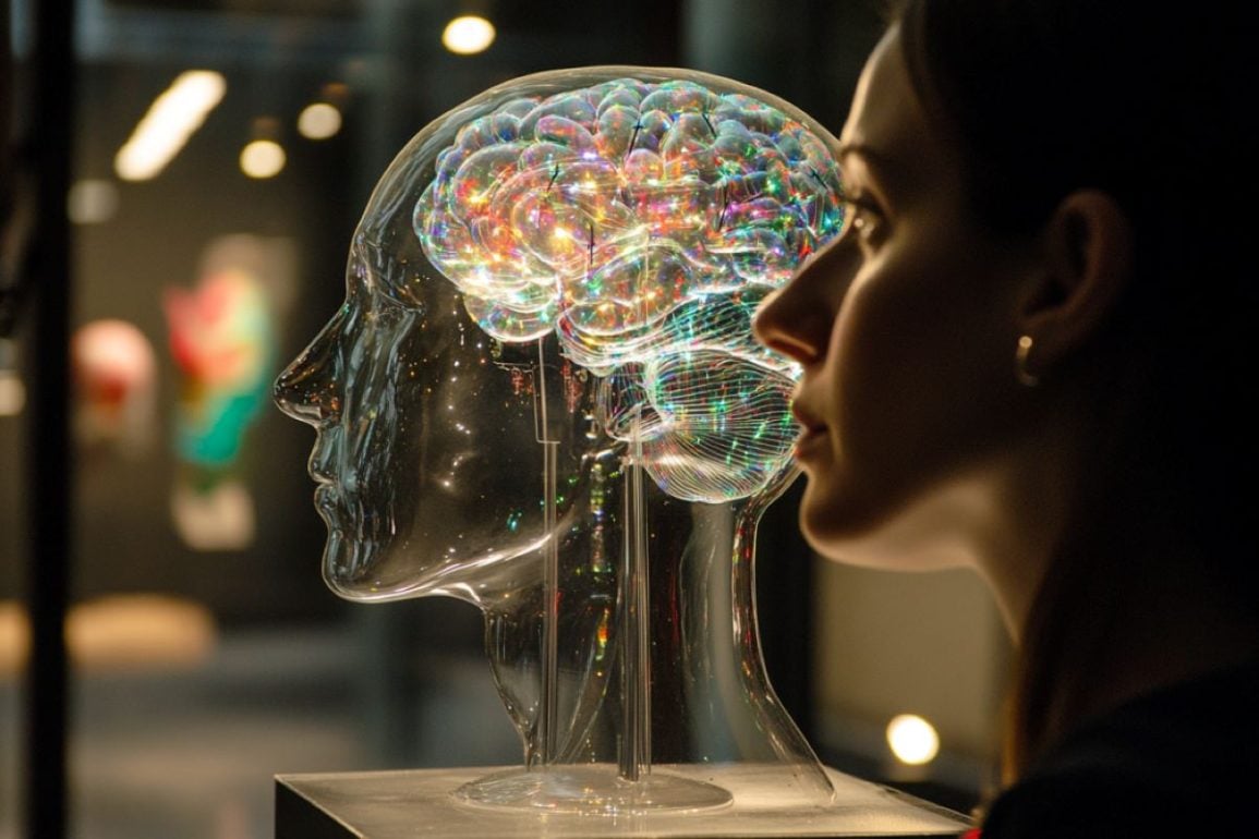 This shows a statue of a brain.