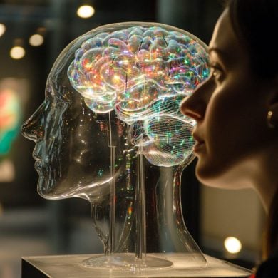 This shows a statue of a brain.