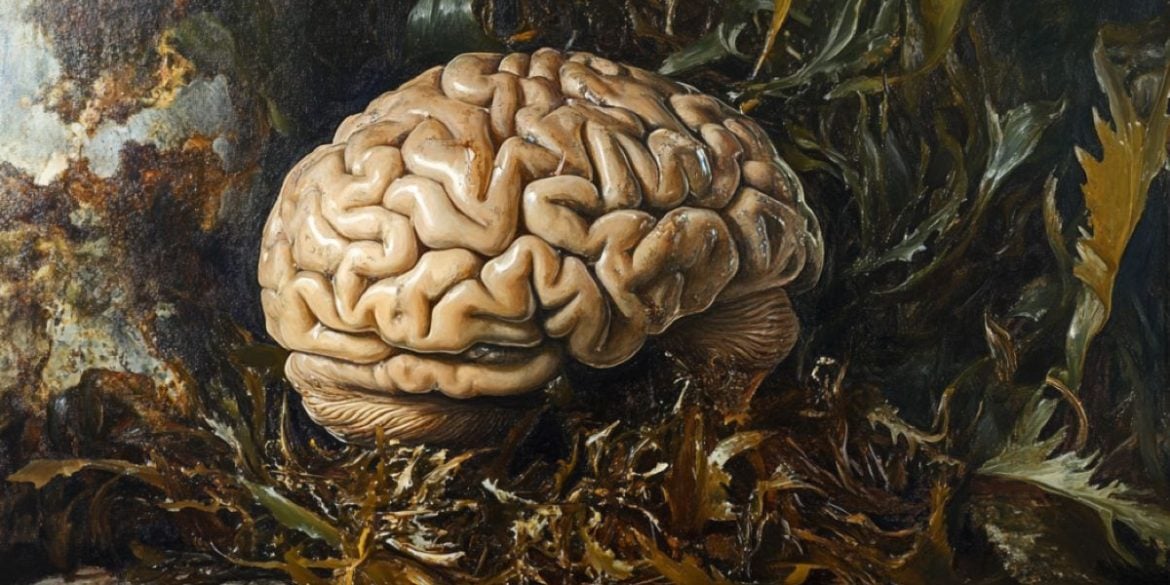 This shows a brain surrounded by seaweed.