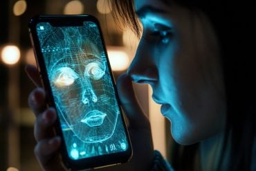 This shows a face on a smartphone.