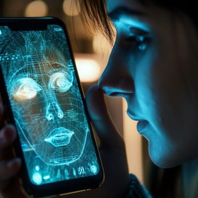 This shows a face on a smartphone.