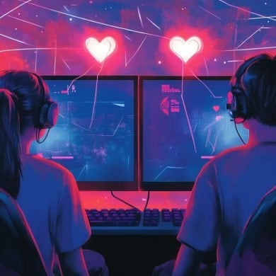 This shows two people gaming.