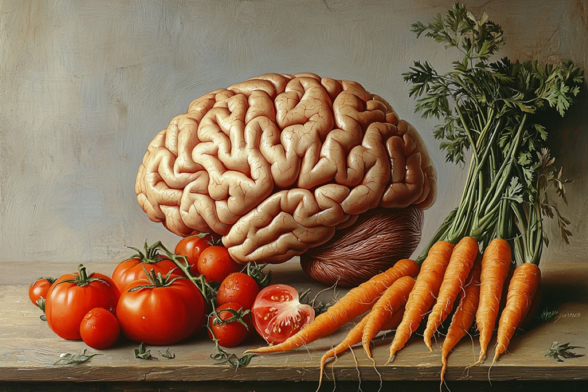 This shows a brain, tomatoes and carrots.