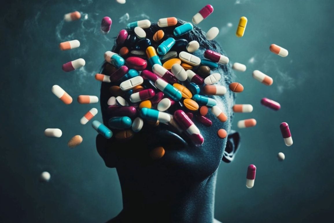 This shows pills and a head.