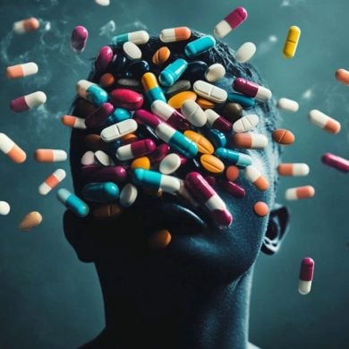 This shows pills and a head.