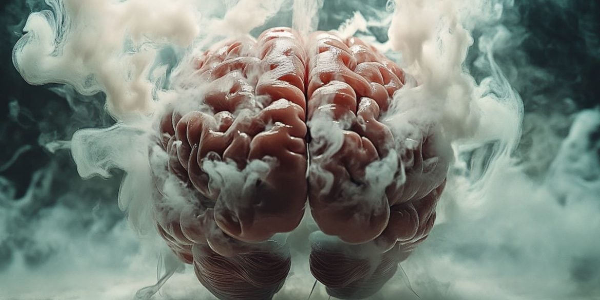 This shows a brain surrounded by smoke.