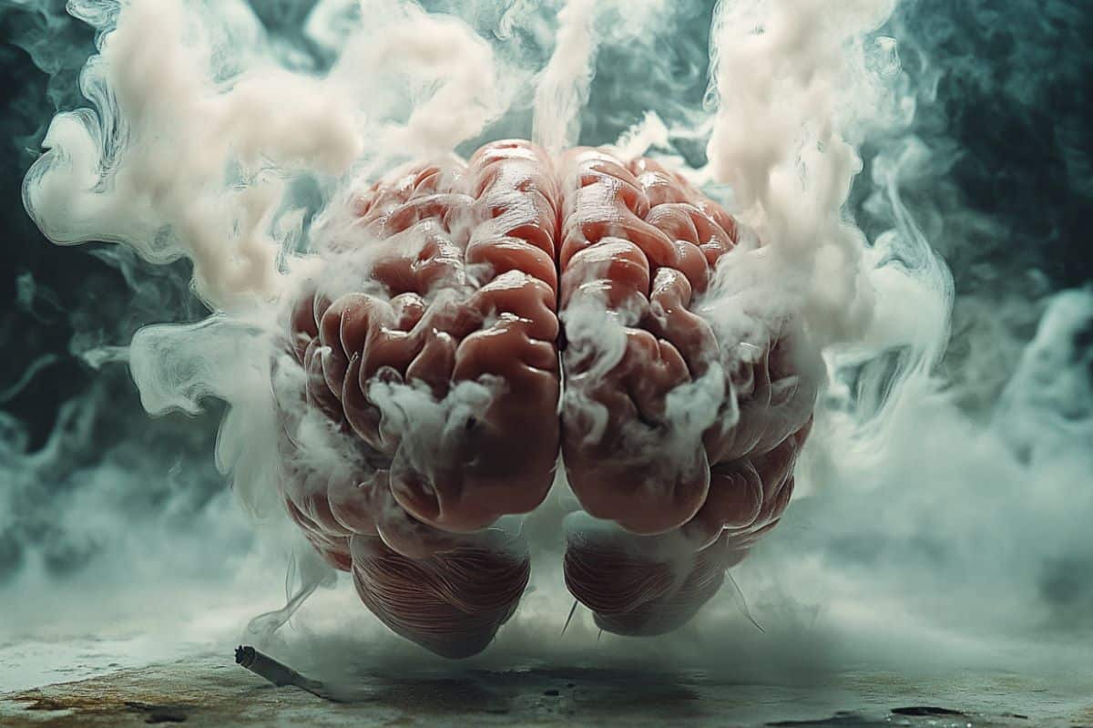 This shows a brain surrounded by smoke.