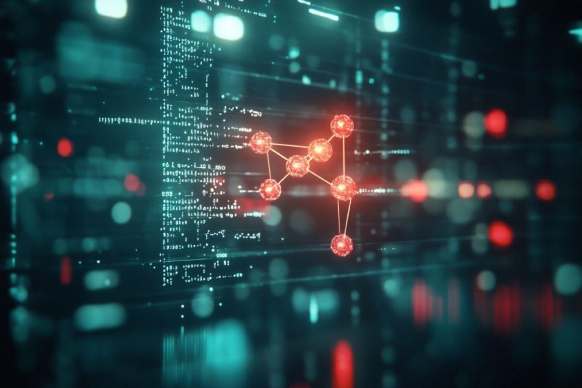 This shows computer code and a molecule.