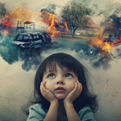 This shows a child thinking about a traumatic event.