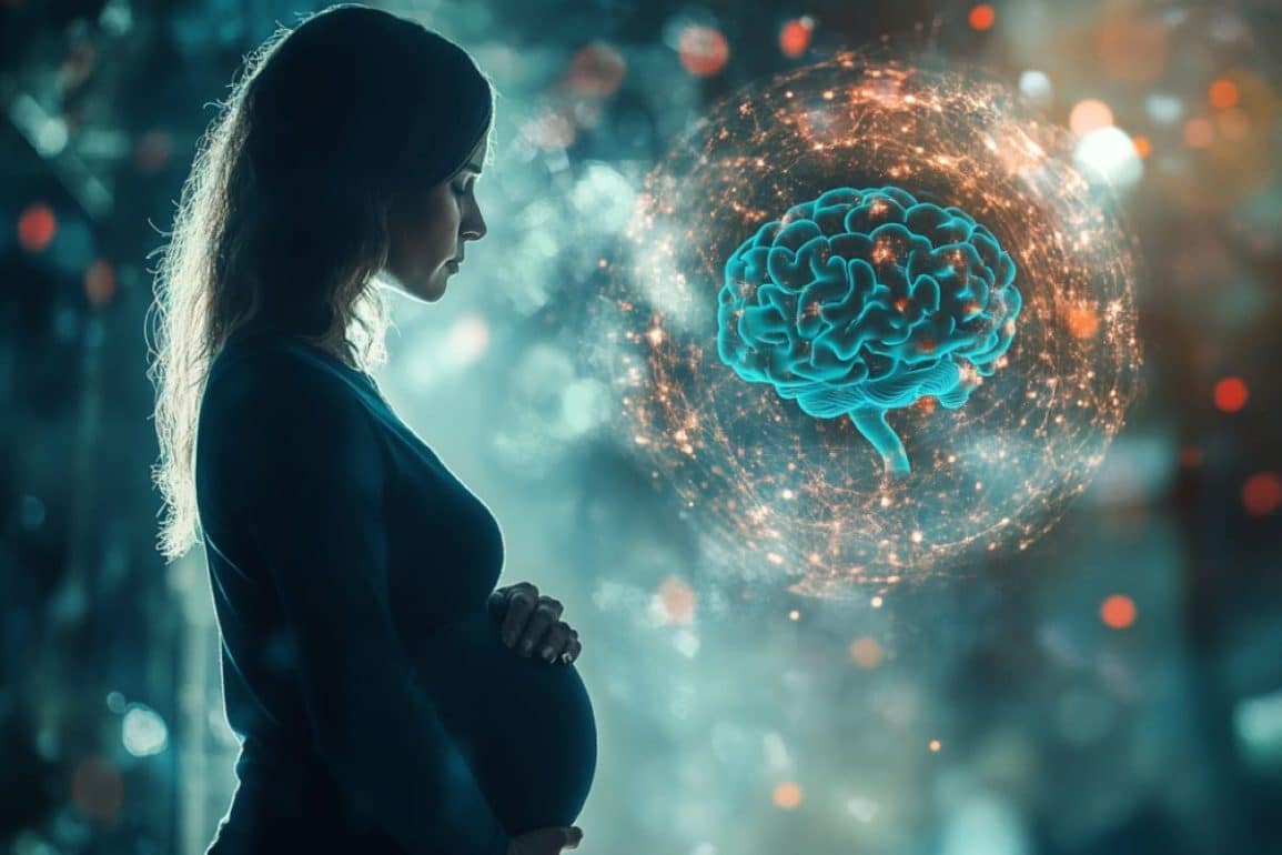 This shows a pregnant woman and a brain.