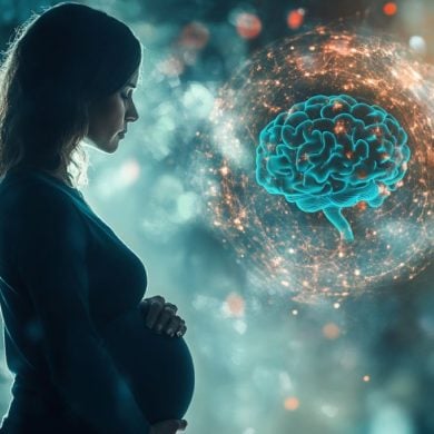 This shows a pregnant woman and a brain.