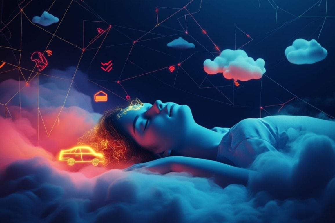 This shows a woman dreaming.