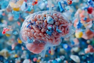 This shows a brain with microplastics.