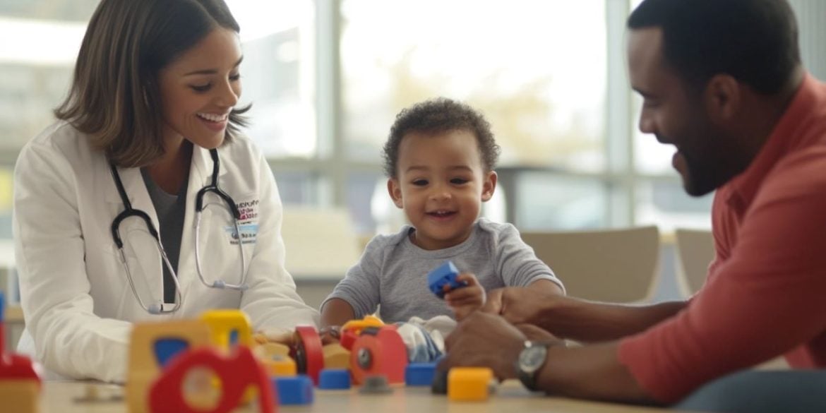 This shows a child playing with blocks.