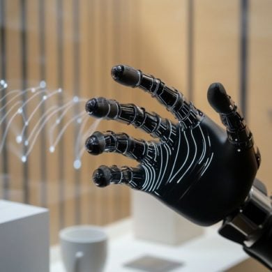 This shows a robotic hand.