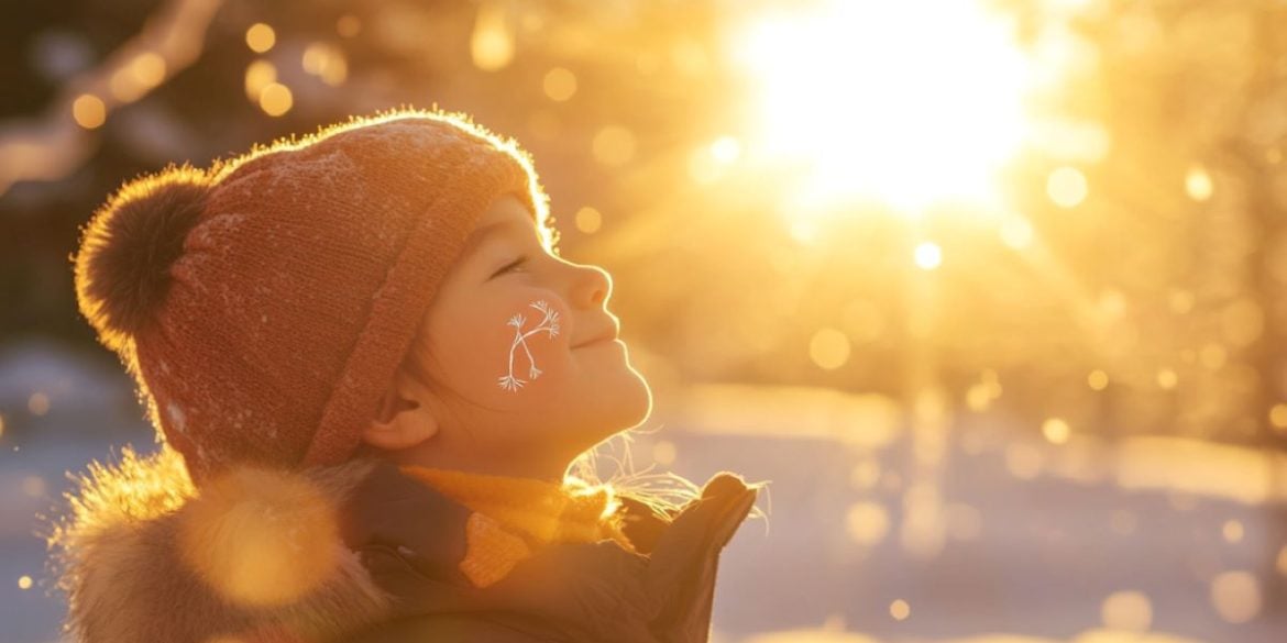 This shows a child standing in the sunshine.