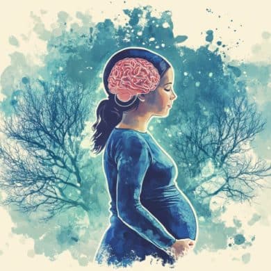 This shows a pregnant woman and a brain.