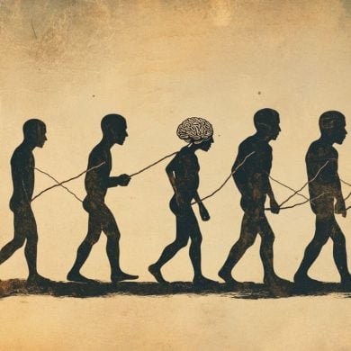 This shows a line of people, depicting evolution.