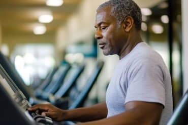 This shows a man exercising.