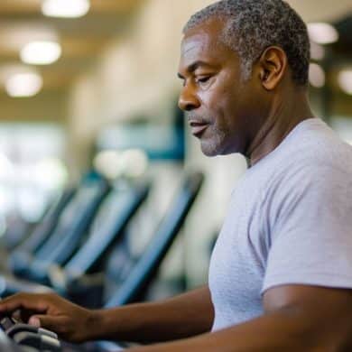 This shows a man exercising.