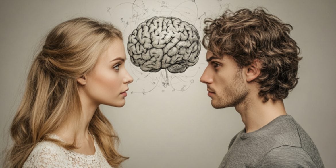 This shows a man, a woman, and a brain.