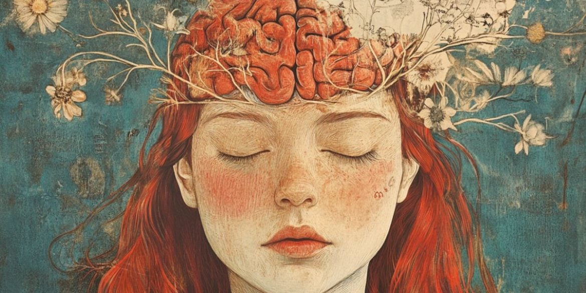 This shows a woman and a brain.