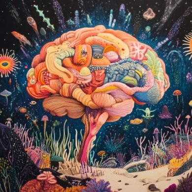 This shows a psychedelic brain.