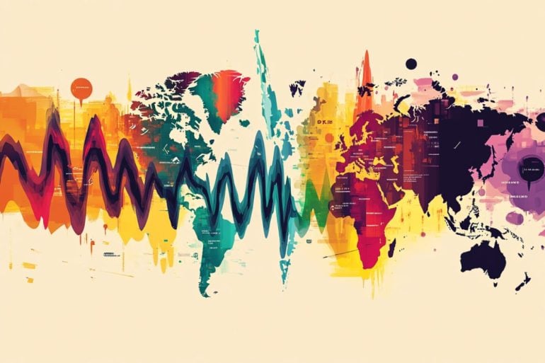 This shows a sound wave and a map.