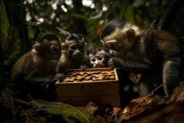 This shows the monkeys trying to solve a problem.