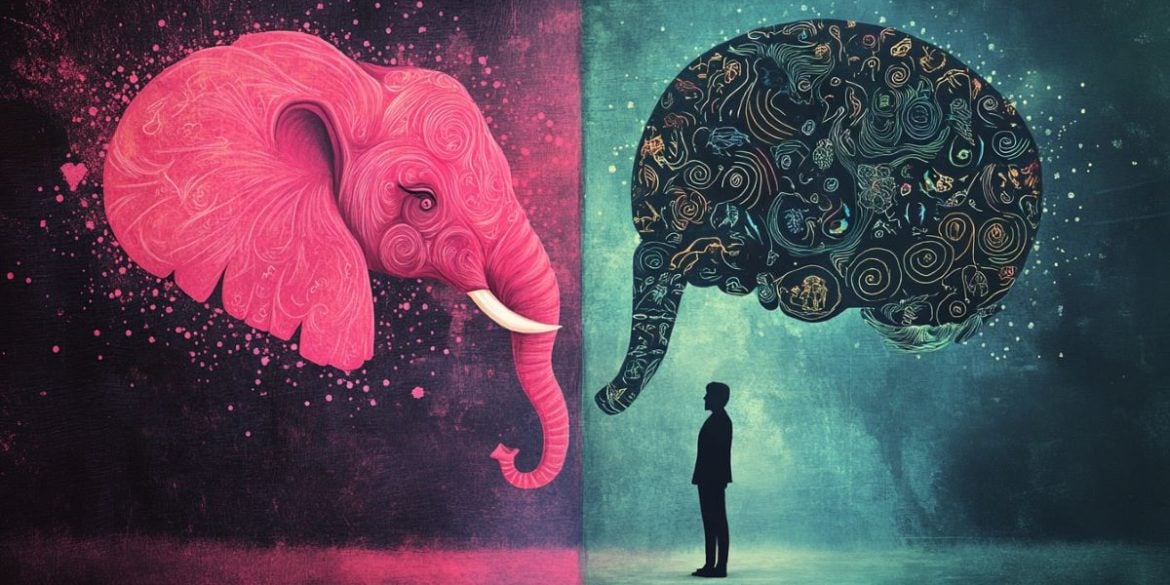 This shows a pink elephant and a brain.