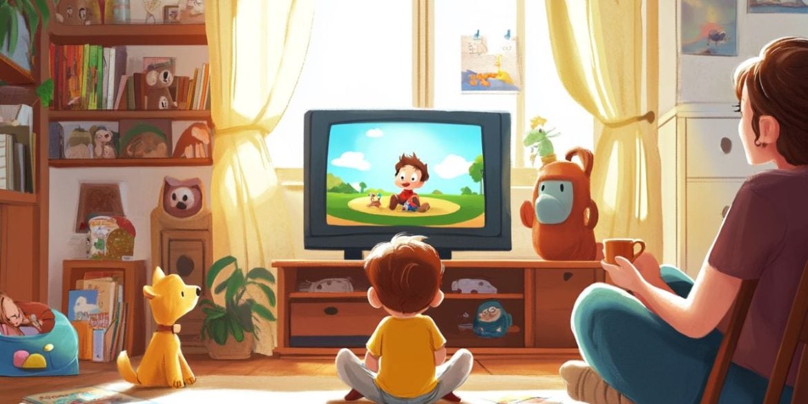 This shows a child watching TV.