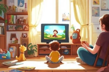 This shows a child watching TV.