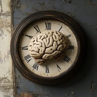 This shows a brain on a clock.