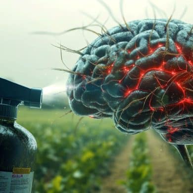 This shows a brain and a bottle of herbicide.