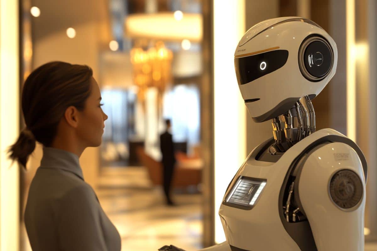 This shows a woman and a robot.