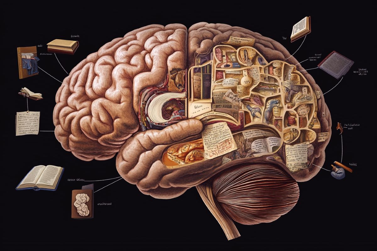 This shows a brain and books.