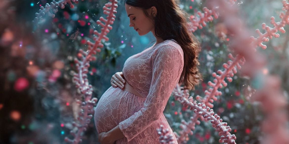 This shows a pregnant woman and DNA.