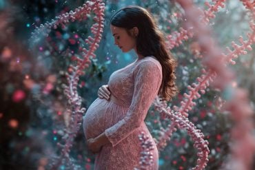 This shows a pregnant woman and DNA.