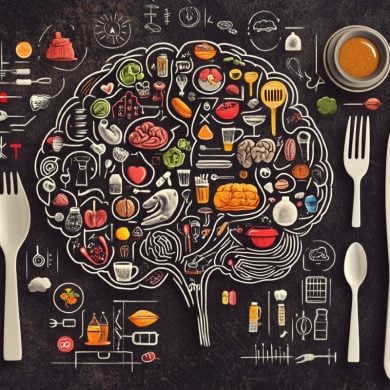 This shows a brain, food, and silverware.