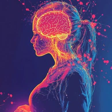 This shows a pregnant woman and a brain.