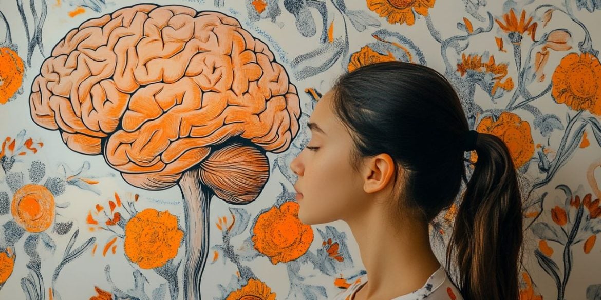 This shows a woman and a brain.