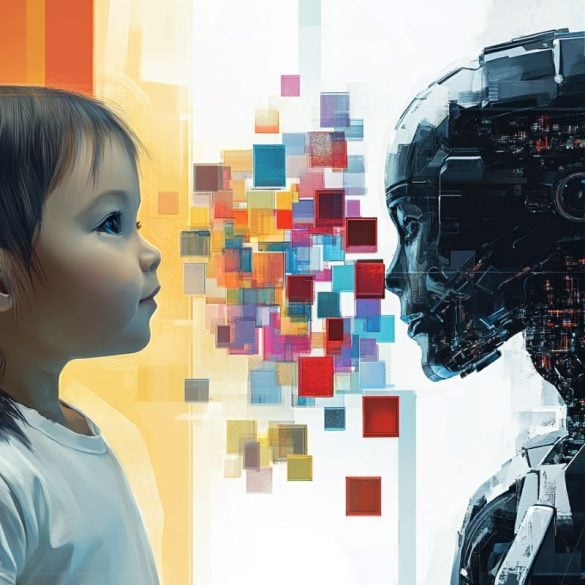 This shows a child and robot.