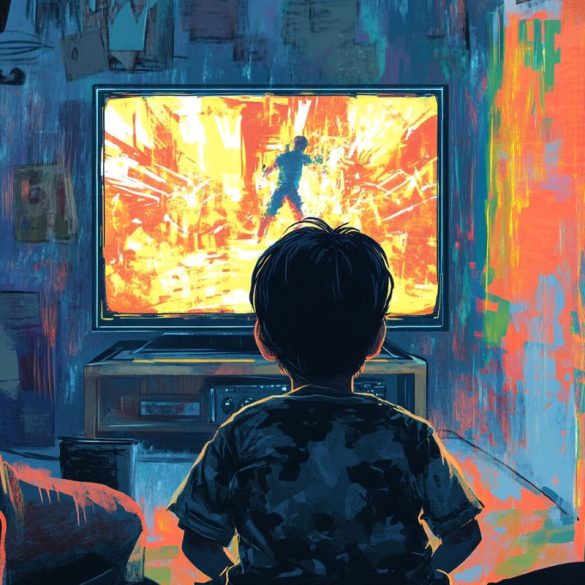 This shows a child watching TV.