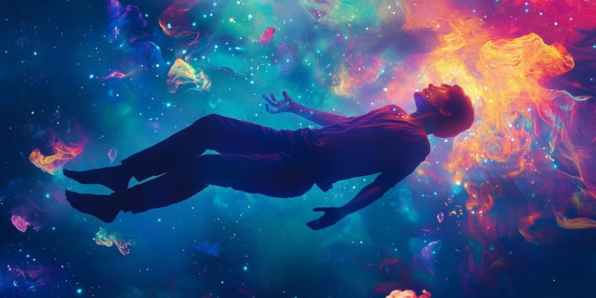 This shows a person floating in a dream.